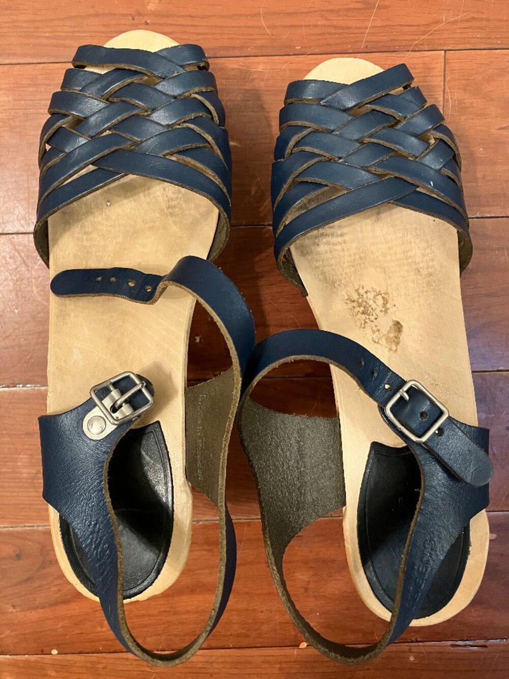 Swedish Hasbeen Heeled Clogs - Dark Navy - Size 39 EU